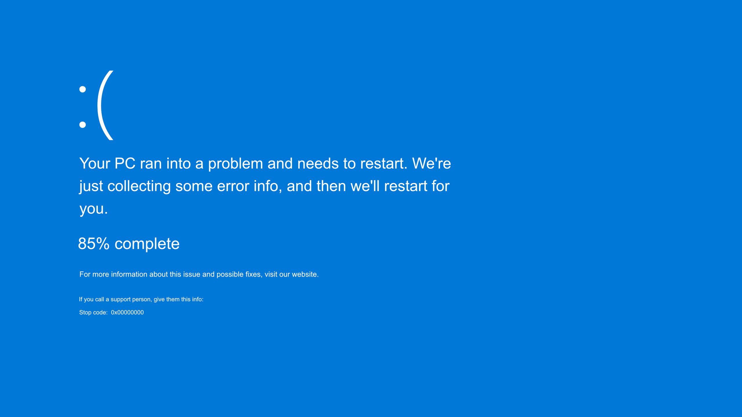 Windows Blue Screen Error (BSOD) - Startup Issues & Boot Failures A Windows blue screen error displaying the message "Your PC ran into a problem and needs to restart. We're just collecting some error info, and then we'll restart for you.